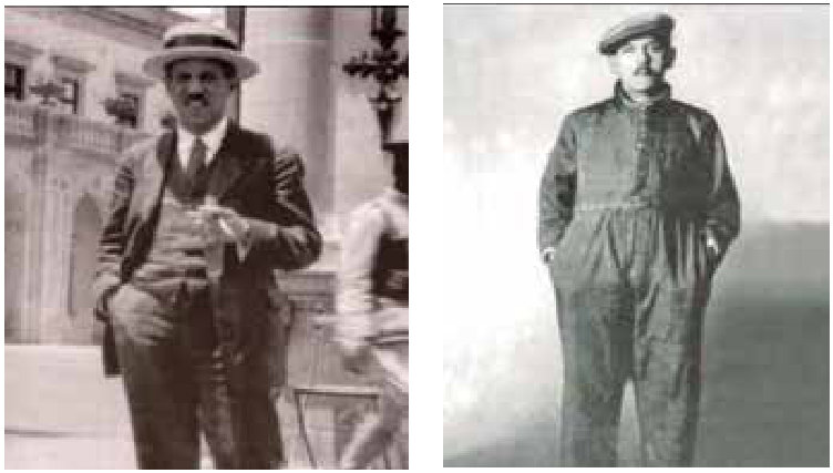 Le Père Pro déguisé en dandy et en ouvrier.